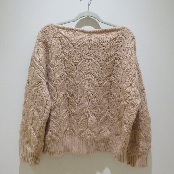 GARNET HILL 100% Recycled Cashmere Chunky Boatneck Sweater XL Oatmeal Soft Girl - Picture 9 of 13